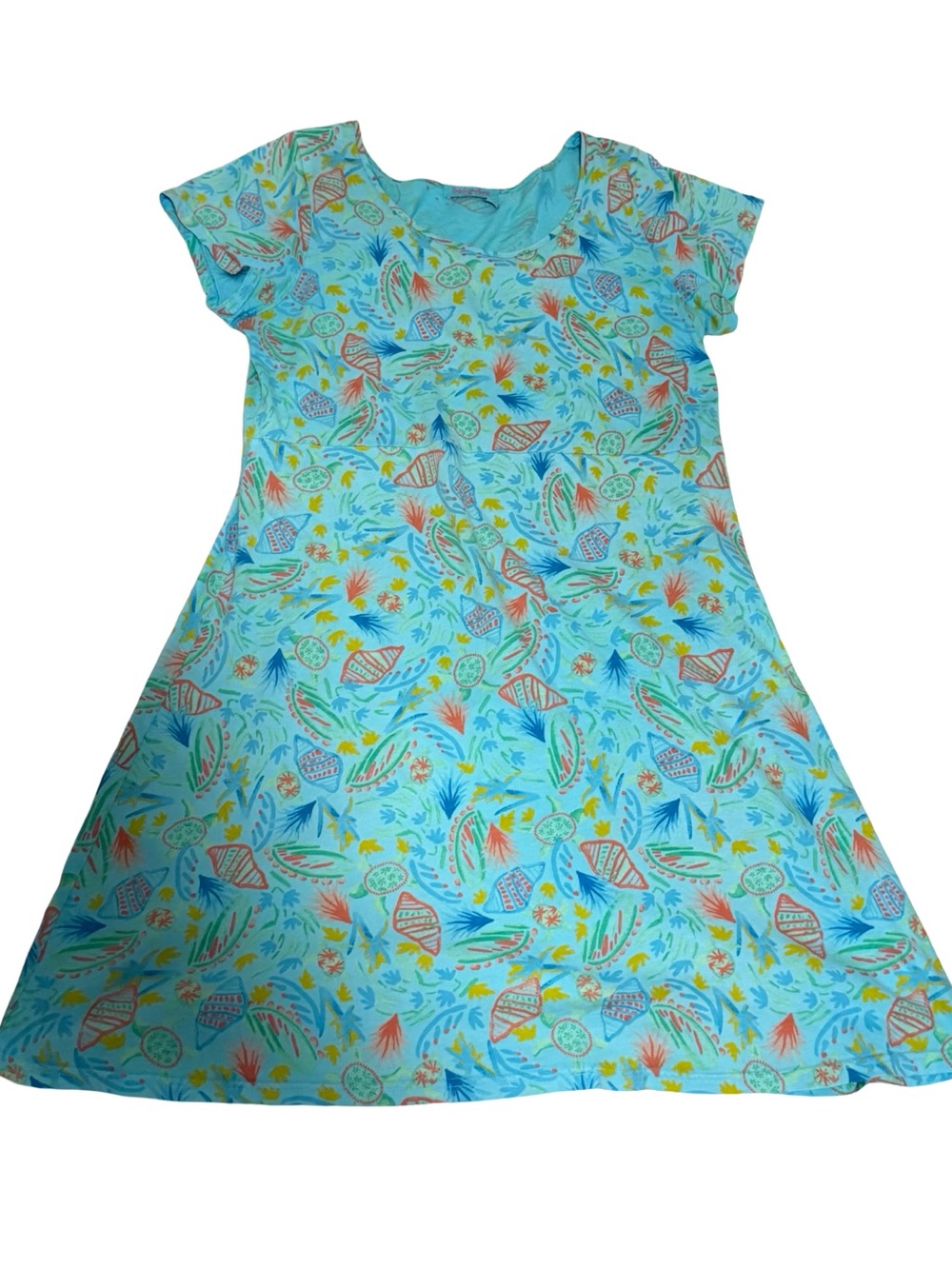 Fresh Produce Blue Tropical Print Dress Made in USA Medium
